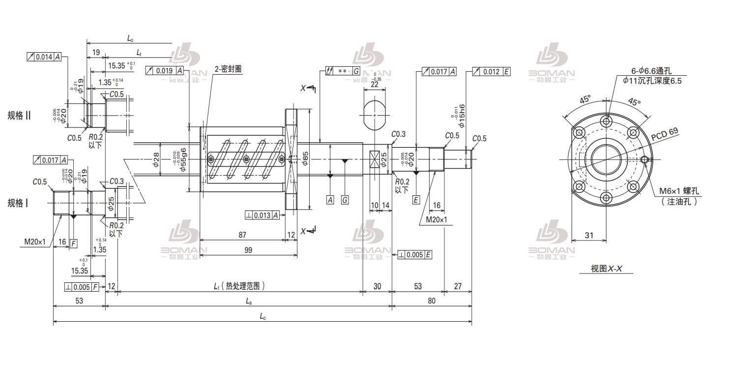 W2809SA-4Z-C5Z6-MA标准滚珠丝杠