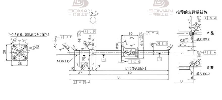 KURODA GP0802DS-AAFR-0250B-C3S 黑田精工滚珠丝杆厂家