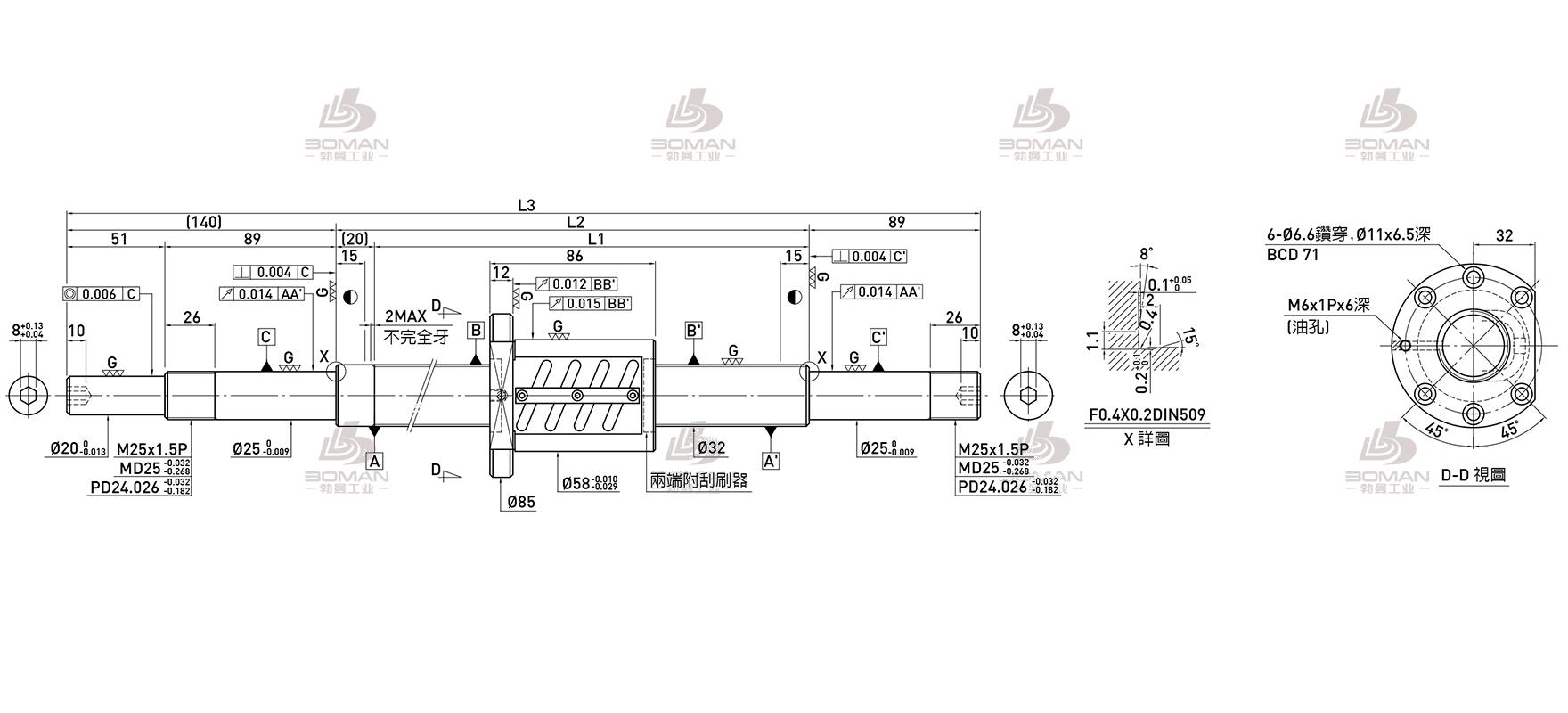 HIWIN上银 R32-5B2-OFSW-1180-1429-0.018 hiwin滚珠丝杠是什么材料