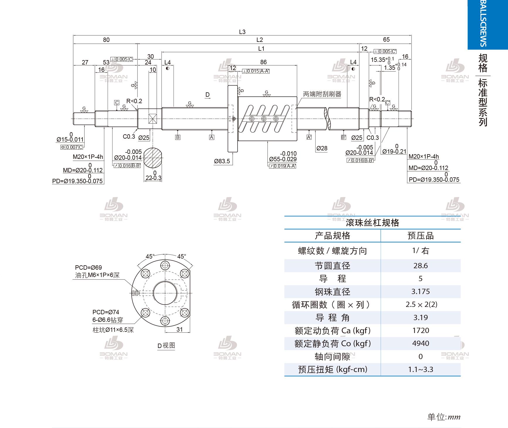 PMI 1R28-05B2-1FOWC-470-645-0.018 pmi 滚珠丝杠价格