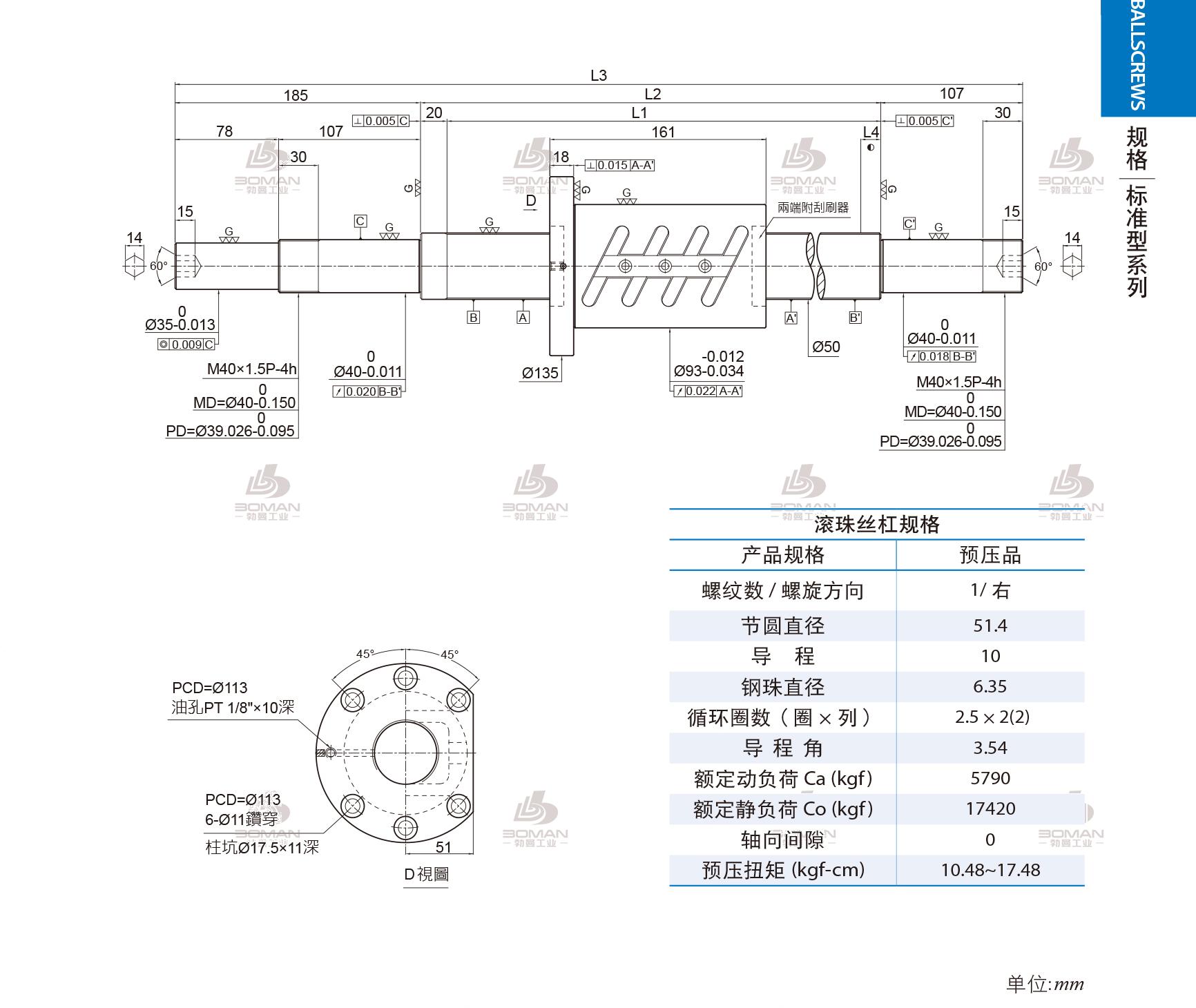 PMI 1R50-10B2-1FOWC-2580-2892-0.018 pmi丝杠螺母